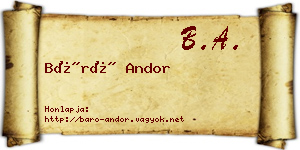 Báró Andor névjegykártya
