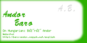 andor baro business card